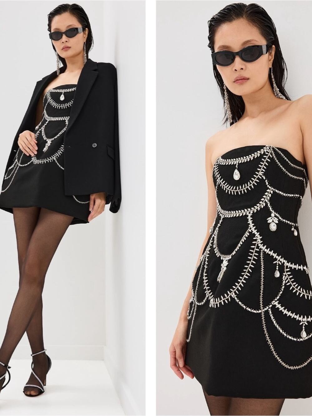 JONATHAN SIMKHAI Arta Bustier Crystal Embellished Strapless Mini Dress Size 2